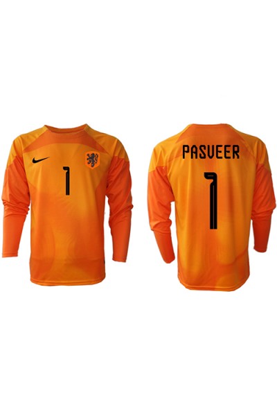 Fotbalové Dres Holandsko Remko Pasveer #1 Brankářské Venkovní Oblečení MS 2022 Dlouhý Rukáv